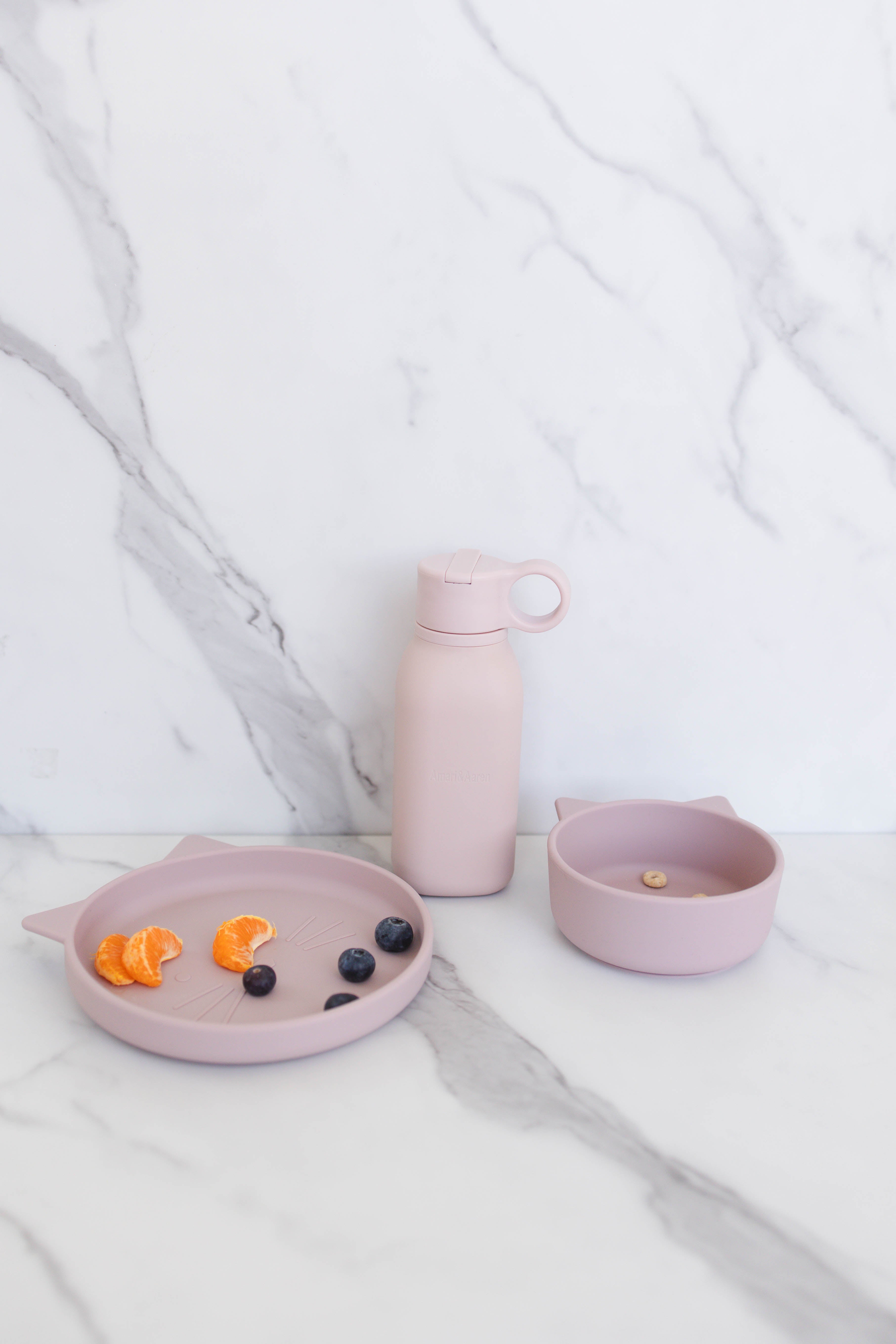 Pink Trio Set  (Bowl, Plate, Water Bottle)