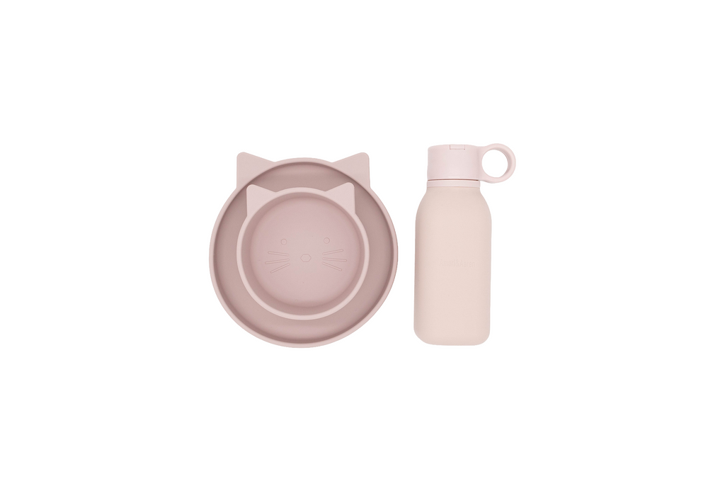 Pink Trio Set  (Bowl, Plate, Water Bottle)
